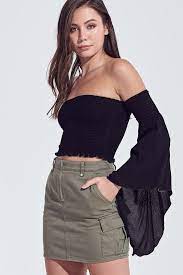 Elegant Black Off Shoulder Bell Sleeve Edite Mode