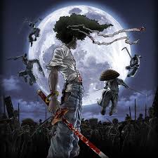 As a kid, he saw his father slaughtered and his friends fall. Afro Illustration Characters Art Afro Samurai Afro Samurai Samurai Art Black Anime Characters
