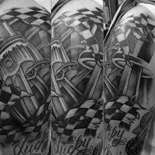 Black And White Checkered Flag Tattoo 40 Checkered Flag Tattoo Ideas For Men Racing Designs In 2020 Flag Tattoo Checkered Flag Checkered