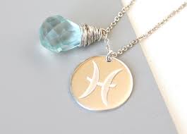 Pisces Aquamarine Birthstone Necklace Silver March Birthday Aquamarine Birthstone Birthstone Necklace Silver Necklaces