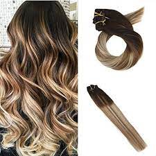 Light brown with ash blonde streaks (12p24) heres what you get: Moresoo 100g Hair Clip In Hair Extensions Human Hair Brown 4 Fading To Brown 6 And Blonde 24 4 6 24 Balayage Hair Light Blonde Hair Brunette With Blonde Highlights
