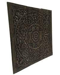 Elegant Wood Carved Wall Plaque Wood Carved Floral Wall Art Bali Home Decor Asian Wood Carving Wall Art Decorative Thai Wall Relief Panel Sculpture 36 X36 Floral Wall Art Wall Art Plaques
