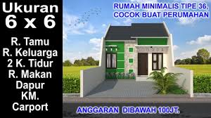 Desain rumah minimalis 5x6 motorport carport 3 kamar 2 kamar mandi modern kontemporer. Modern House 6x6 2 K Tidur Desain Rumah Minimalis Tipe 36 Youtube