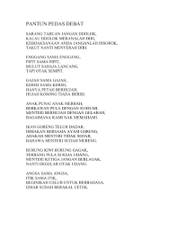 Duduk sama rendah, berdiri sama tinggi. Pantun Pedas Debat