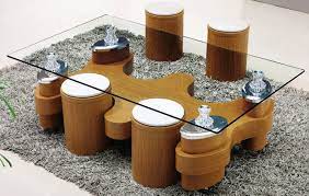 Bronson 4 legs coffee table with storage. Coffee Table With Stools You Ll Love In 2021 Visualhunt