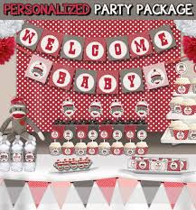 Sock Monkey Baby Shower Party Decorations Supplies Super Set Etsy