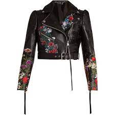 Alexander Mcqueen Floral Motif Cropped Leather Jacket 6 237 Liked On Polyvore Feat Cropped Leather Jacket Floral Leather Jacket Alexander Mcqueen Clothing