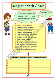 Subject Verb Noun Esl Worksheet By Errie