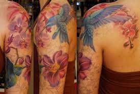 Attitude Tattoo Blog Hummingbird Flower Sleeve Part 2 Floral Tattoo Sleeve Sleeve Tattoos For Women Tattoos For Women