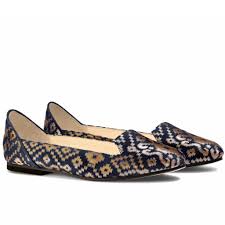 Bote A Mano Silk Flat Shoes Women Silk Brocade Navy Made In Italy Bote A Mano