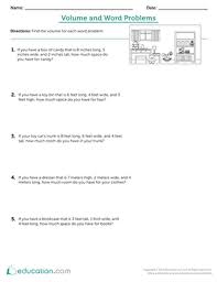Volume And Word Problems Worksheet Education Com In 2020 Word Problems Word Problem Worksheets Measurement Word Problems