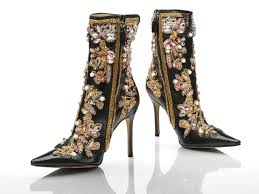 Being an enthusiast seamstress and having loved embroidery as far as i can remember, i have decided to launch my very personal line of embroidery kits and patterns. Dolce Gabbana Ankle Boots Black Leather Stiletto Heels With Gold White And Pink Embroidery 2000 Artsy