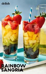 Rainbow Sangria Is The Coolest Easiest Cocktail Trick Recipe In 2020 Recipes Fruit Recipes Alcohol Drink Recipes