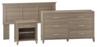 Somerset Headboard Dresser And Nightstand Bedroom Set Transitional Bedroom Furniture Sets By Bush Industries