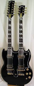 Double Your Pleasure Gibson Eds 1275 Refinished In Black With Gold Hardware Gibson Guitars Guitar Electric Guitar