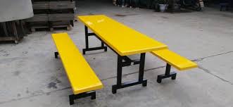 This dining table sets the mood for a warm and welcoming ambience with its farmhouse style and rustic hues. China New Design Restaurant Furniture Fiberglass Dining Table 8 Seats Canteen Table With Bench China Canteen Table Dining Table With Bench