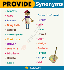 Provide Synonym List Of 105 Synonyms For Provide In English 7 E S L In 2020 English Writing Skills Writing Words Learn English Words