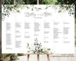 Reese Alphabetical Wedding Seating Chart Seating Chart Wedding Greenery Seating Template Wedding Seating Board Greenery Seating Chart