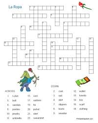 La Ropa Crossword 1 Spanish Clothing Spanish Learning Spanish
