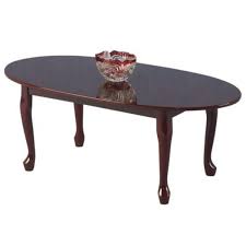 Metallic gold/white medium oval glass coffee table with shelf. Queen Anne Traditional Coffee Table Mahogany Finish