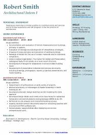 architectural intern resume samples