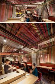 Colorful Ropes Line The Walls And Ceiling Of This Restaurant Rustic Restaurant Interior Modern Restaurant Design Interior Wall Design