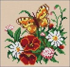 Free Cross Stitch Pattern For Pillow Flowers With Butterfly Free Cross Stitch Patterns Cross Stitch Flowers Cross Stitch Patterns Cross Stitch