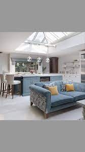 The sofa is probably the most essential piece of furniture in any home, therefore it's important to choose it carefully. Love The Blue On The Sofa And Island Open Concept Kitchen Living Room Kitchen Sofa Open Concept Living Room