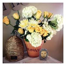 Bee Hive Decor Hobby Lobby Large Hand Painted And Lettered Terra Cotta Hunny Pot Flowers From Kro Winnie The Pooh Birthday 1st Birthday Parties Bee Party