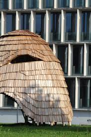 Eth Zurich Students Create Robot Built Pavilion With A Skin Of Wooden Shingles Wooden Pavilion Pavilion Design Timber Roof
