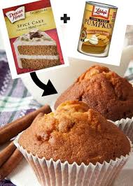 Pumpkin Muffins Two Ingredients Yes Two All You Need Is A Box Of Spice Cake Mix And Spice Cake Recipes 2 Ingredient Pumpkin Muffins Spice Cake Mix Recipes