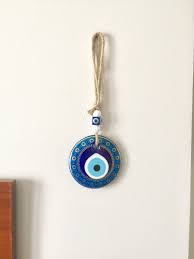 Blue Evil Eye Wall Hanging Nazar Wall Decor Charm Glass Etsy Blue Evil Eye Protection Amulet Wall Hanging