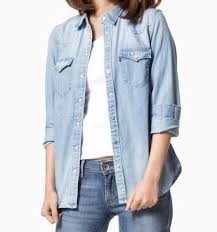 Levi S Womens Light Blue Chambray Pearl Snap Button Front Casual Denim Shirt Size Small Casual Denim Shirt Womens Clothing Tops Denim Shirt