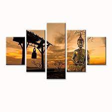 Beautiful Sunset Buddha Wall Art Canvas Prints Art Home Decor For Living Room Pictures 5 Panel Large Buddha Wall Art Canvases Buddha Wall Art Canvas Art Prints