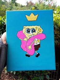 Spongebob Cartoon Teal Acrylic Wall Art Painting Diy Canvas Art Painting Diy Art Painting Diy Canvas Art