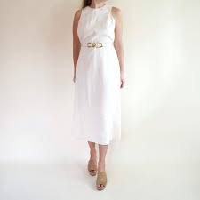 White Silk And Linen Off White Jones New York Simple Sheath Dress Size 12 Pure Silk