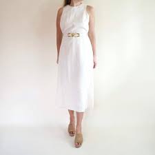 white silk and linen off white jones new york simple sheath dress size 12 pure silk