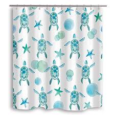 Does a fabric shower curtain need a liner? Nymb Sea Animal Shower Curtain Watercolor Turtle With Starfish Fabric Shower Curtains For Kids Bathroom With Stainless Steel Hooks 69x70in Buy Online In Botswana At Botswana Desertcart Com Productid 90411641