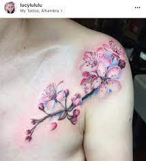 Cherry Blossom Tat On Shoulder Cherry Blossom Tattoo Shoulder Cherry Blossom Tattoo Flower Tattoo Designs