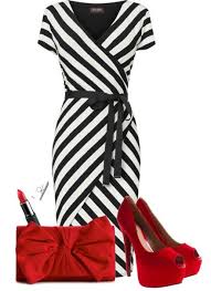 Black And White Striped Dress With Red Shoes Pin By Barbara Digel On Beauty Style Fashion Clothes Clothes Design