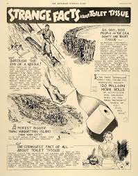 1934 Ad Scott Toilet Tissue Paper Facts Cartoon Roll Original Weird Facts Print Advertising Librarian