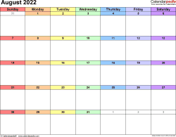 August 2022 Calendar Templates For Word Excel And Pdf