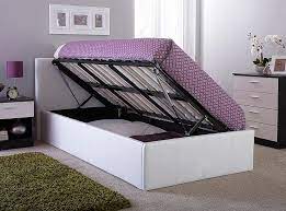 Of course it has to be in the same style with the interior theme and most of all it has to this particular model has a wonderful low profile design, fully upholstered in white bonded leather with four marvelous drawers underneath that offer. Side Lift Ottoman Storage Single Bed Frame In White Faux Leather
