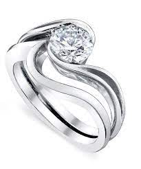 Mark Schneider Aerial Bypass Half Bezel Set Solitaire Diamond Engagement Ring Simple Engagement Rings Fine Engagement Rings Unique Engagement Rings