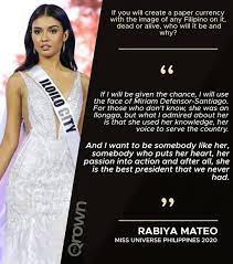 Miss universe philippines 2019 gazini ganados crowned mateo. Kapamilya Online World On Twitter Look Here Is The Answer Of Our Newly Crowned Miss Universe Philippines Rabiya Oceano Mateo On The First Question For The Finals Aired Today Held At The