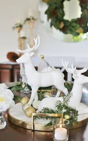 Christmas Dinner Tablesetting Ideas Sand And Sisal Christmas Deer Decorations Christmas Dining Table Christmas Table Decorations