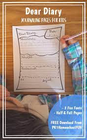 Free Printable Dear Diary Journaling Pages For Kids Pk1homeschoolfun Writing Prompts For Kids Kids Writing Kids Travel Journal