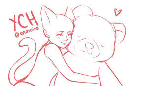 Closed Ych Hugging Stuffed Animal By Enmoire Drawing Base Face Drawing Reference Anime Poses Reference