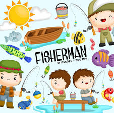 We specialize in high resolution fishing clip art and illustrations. Fisherman Fishing Clipart Cute Kids Clip Art Activity Etsy Kids Clipart Fish Clipart Clip Art