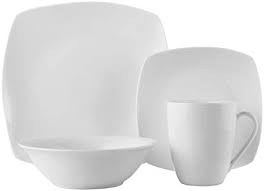 Black friday special select colors. Roscher Dinnerware Dish Set 16 Piece White Ceramic Soft Square Dishes Dinner And Salad Plates Appetizer Bowls Drink Mugs Modern Kitchen Style Dishwasher Safe Buy Online At Best Price In